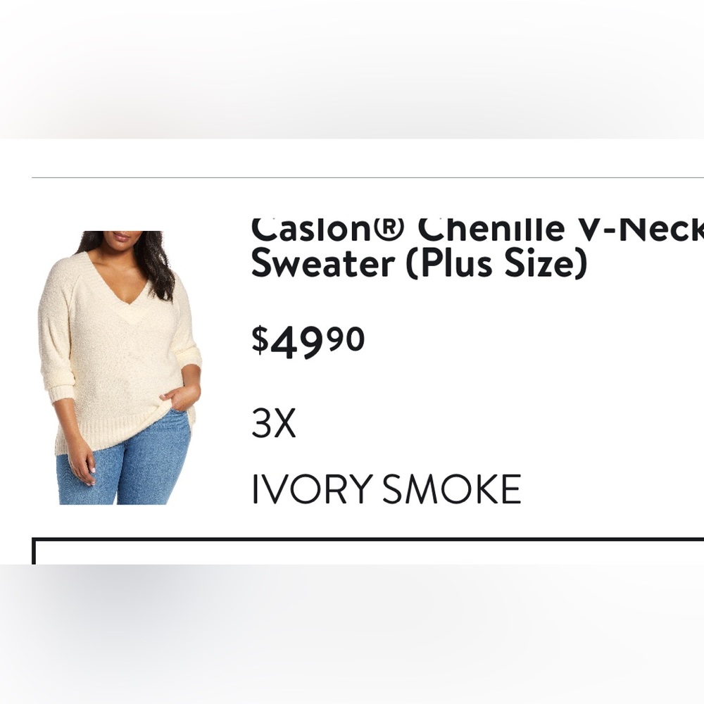 Caslon double v neck chenille sweater. Size 3X.